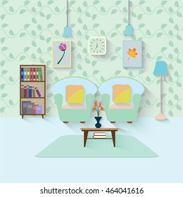 Interior of a living room. Modern flat design illustration