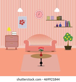 Interior of a living room. Modern flat design illustration

