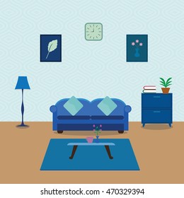 Interior of a living room. Modern flat design illustration.