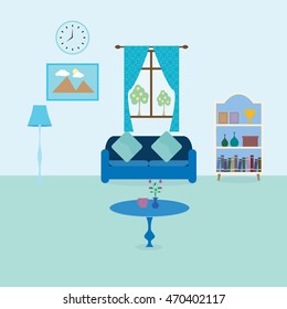 Interior of a living room. Modern flat design illustration