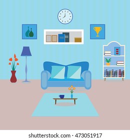 Interior of a living room. Modern flat design illustration