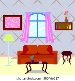 Interior of a living room. Modern flat design illustration.