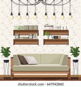 Interior of a living room. Modern flat design illustration