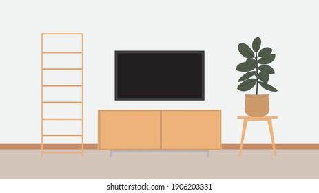 Interior of living room on color background,  vector