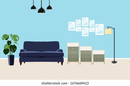 Interior of the living room vector banner