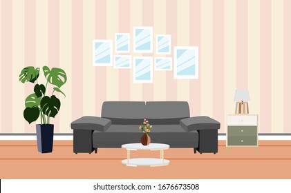 Interior of the living room vector banner
