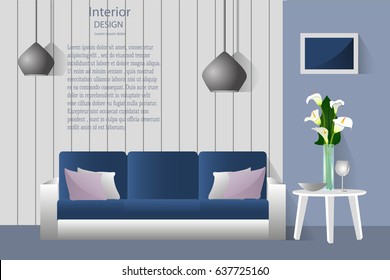 The interior of the living room. Vector illustration. Advertising poster, Billboard, banner. The design of the room