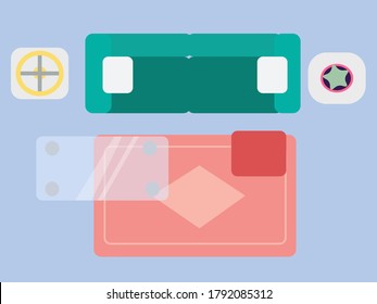 The interior of the living room, the view from above, the vector graphics