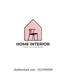 Interior logo design illustration. House and furniture symbol vector template