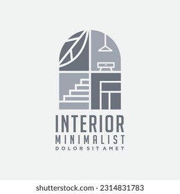 Interior logo design illustration house and furniture symbol template