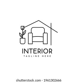 interior logo design monoline style room decoration vector illustration