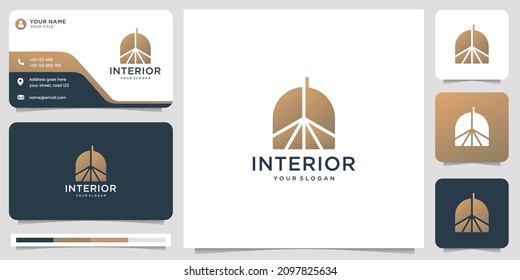 interior logo design template. creative linear abstract style with business card design inspiration.