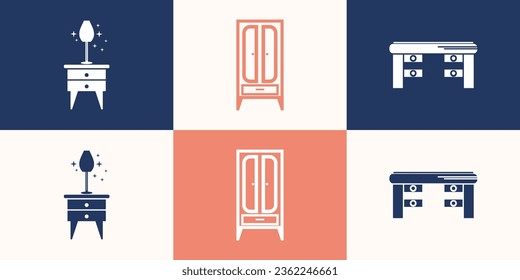 interior logo line art design inspiration with business card template .premium vector