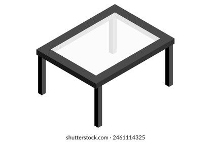 Interior: mesa baja, ilustración isométrica, Ilustración vectorial