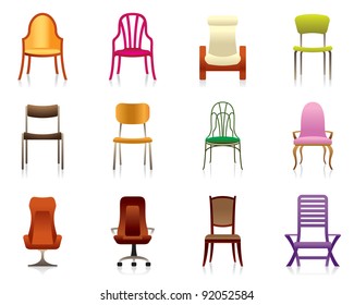 Interior, luxury, office, and plastic chairs - vector illustration