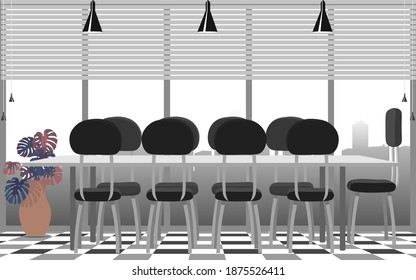 interior of meeting room in office on the high building in flat design