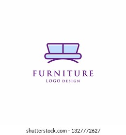 Interior minimalist room, gallery furniture logo design vector template