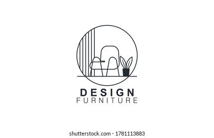 Interior minimalist room, gallery furniture logo design vector - Shutterstock ID 1781113883
