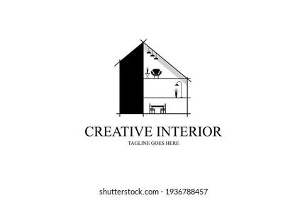 Interior Minimalist Room Gallery Furniture Logo Stock Vector (Royalty ...