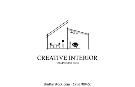 Interior minimalist room, gallery furniture logo design vector - Shutterstock ID 1936788460