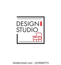 Interior minimalist room. Gallery furniture logo design. Vector