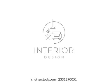 Interior minimalist room, gallery furniture logo design vector. Furniture icon, Furniture icon logo. - Shutterstock ID 2331290051