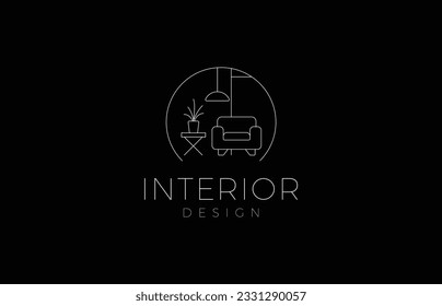 Interior minimalist room, gallery furniture logo design vector. Furniture icon, Furniture icon logo.