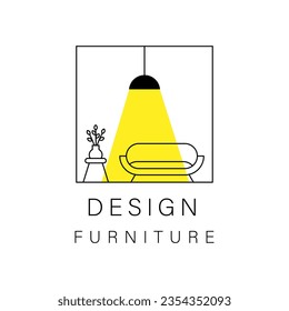 Interior minimalist room, gallery furniture logo design vector