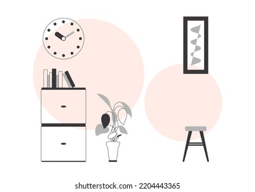 Interior in minimalistic linear style. background for presentations, posters and applications. Vector.