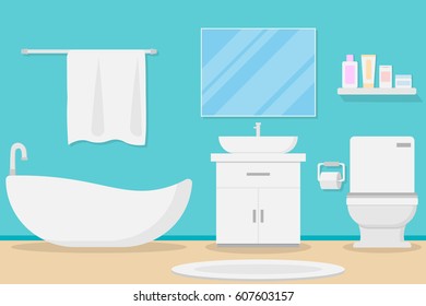 interior modern bathroom design.vector and illustration