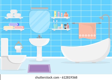 interior modern bathroom design.vector and illustration