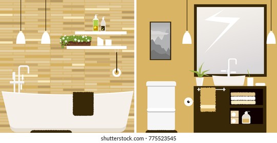 Interior of a modern freshly renovated bathroom,  EPS 8 vector illustration. No real design or product is depicted