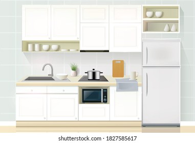 Interior of Modern kitchen with appliances