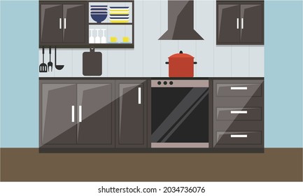 Interior modern kitchen room minimalist logo