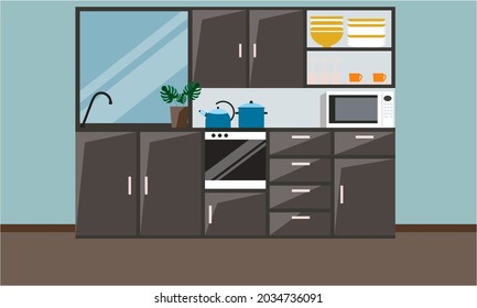 Decoración moderna sala de cocina logotipo minimalista