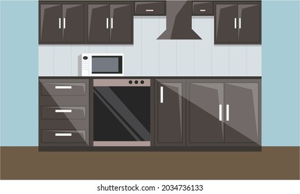 Interior modern kitchen room minimalist logo