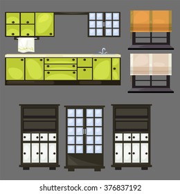 Interior modern kitchen. Vector illustration.