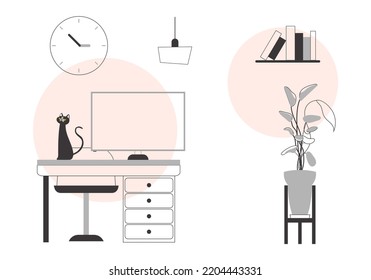 Interior in modern linear style. background for presentations, posters and applications. Vector illustration.