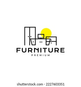 interior modern minimalist furniture continuous line logo design