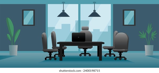 Interior of modern office with big table