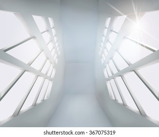 The interior of the office building. Vector illustration.