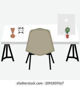 Interior office Desk illustration design backround