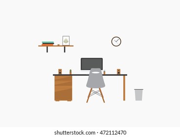 Interior office freelancer room.Vector illustration design

