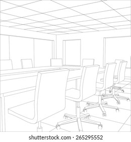 Interior office meeting room. Tracing illustration of 3d. EPS 10 vector format.