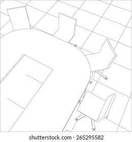 Interior office meeting room. Tracing illustration of 3d. EPS 10 vector format.