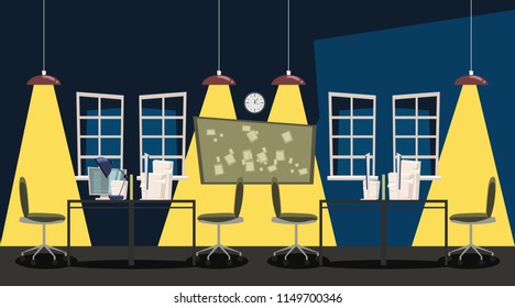 interior office at night vector illustration 
