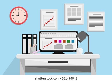 interior office room design .vector and illustration