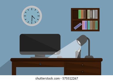 Interior office room design.vector and illustration