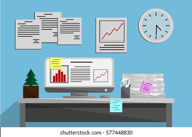 Interior office room design.vector and illustration