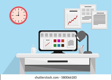 interior office room design.vector and illustration